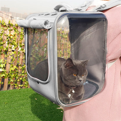 Cat Carrier Backpack in pink and grey